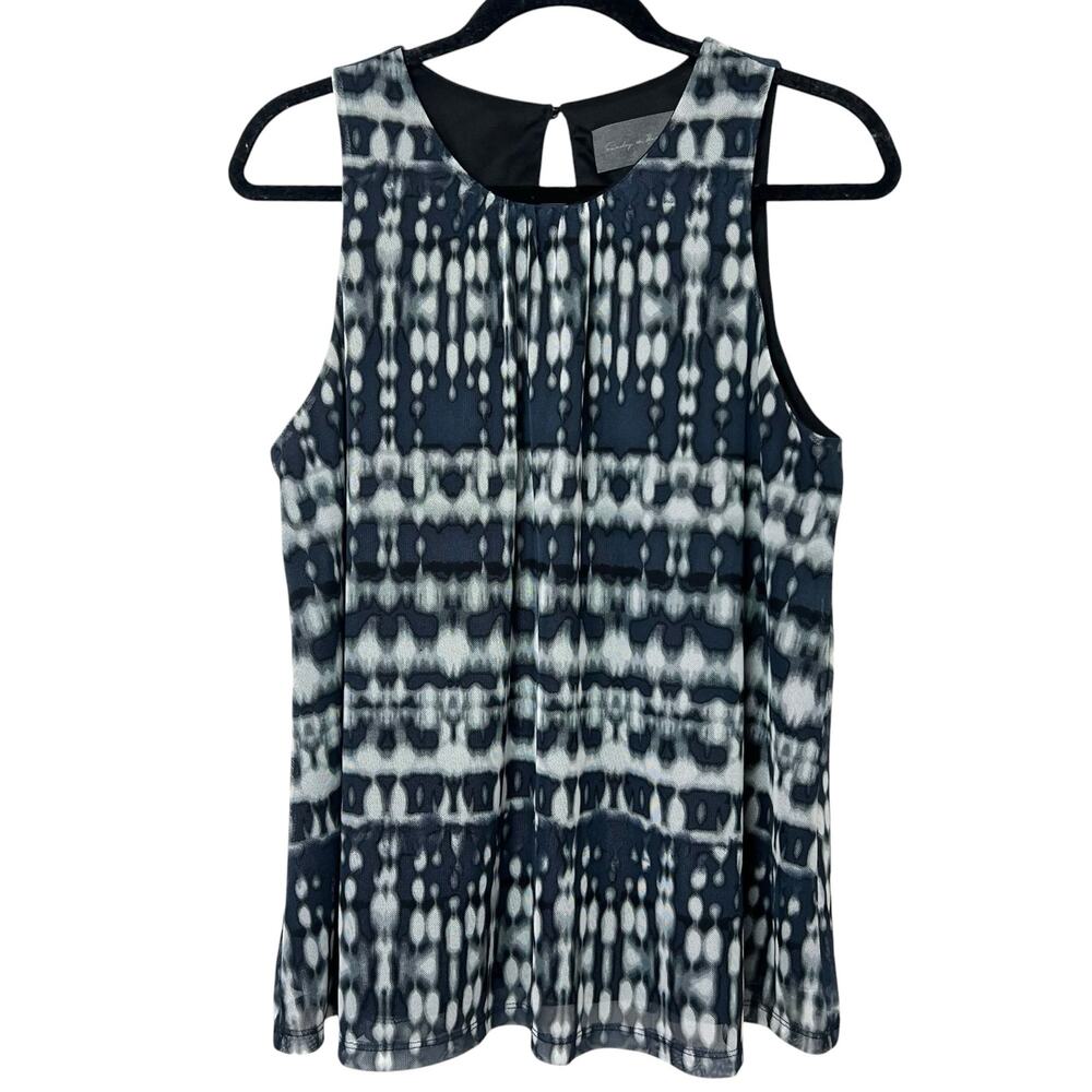 Sunday in Brooklyn Mesh Sleeveless Swing Tank Top Black Blue Size Large